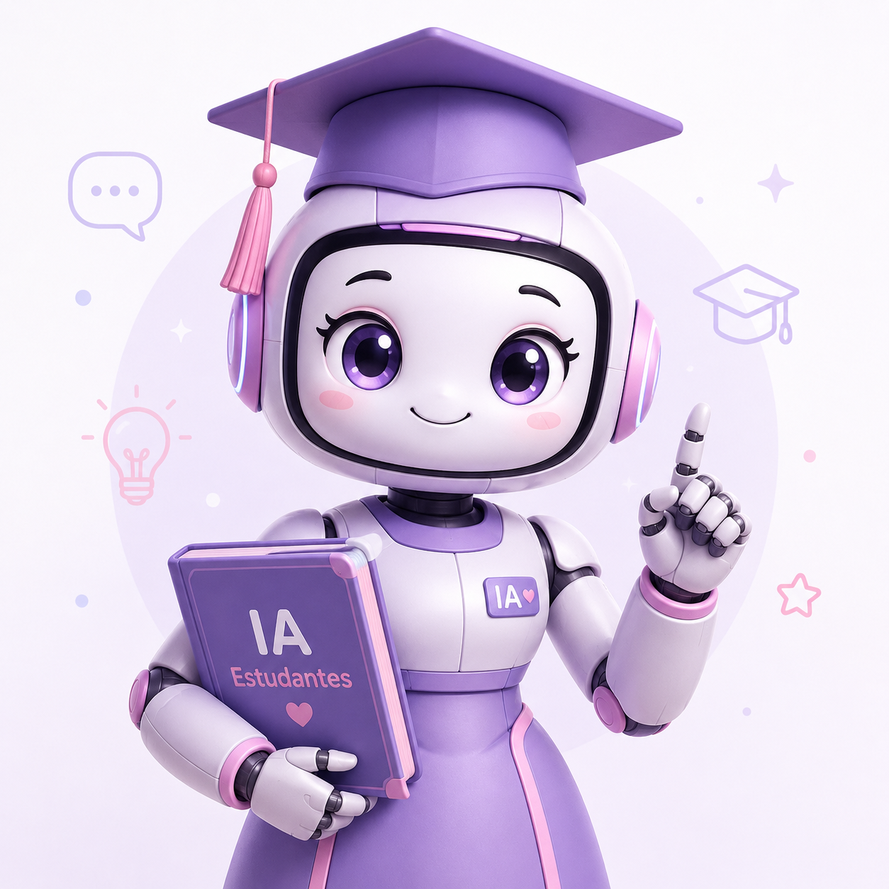 Robozinha Professora da Charlie Echo com chapéu de formanda